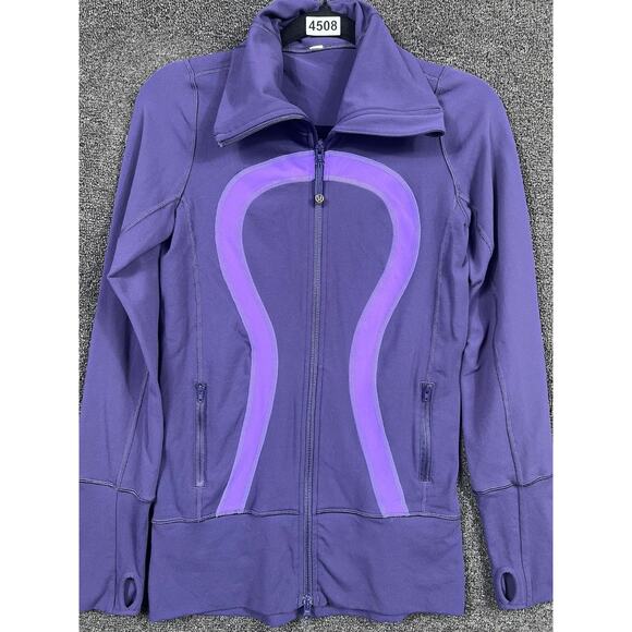 Lululemon Stride Jacket Size 4 Purple Hooded Full Zip High Collar Thumb Holes - Picture 2 of 7